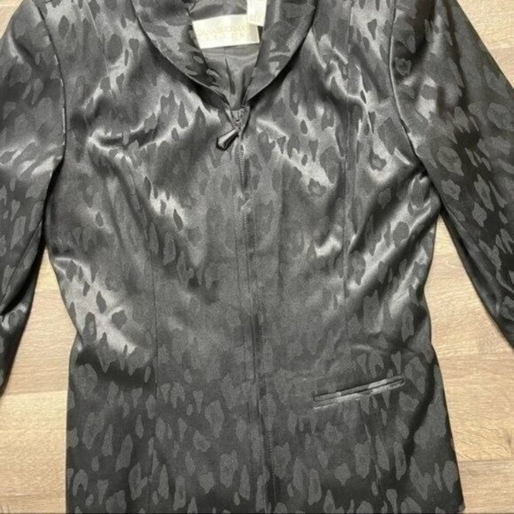 Dana Buchman Petites Black Leopard Print Blazer Size 4 - Picture 6 of 13
